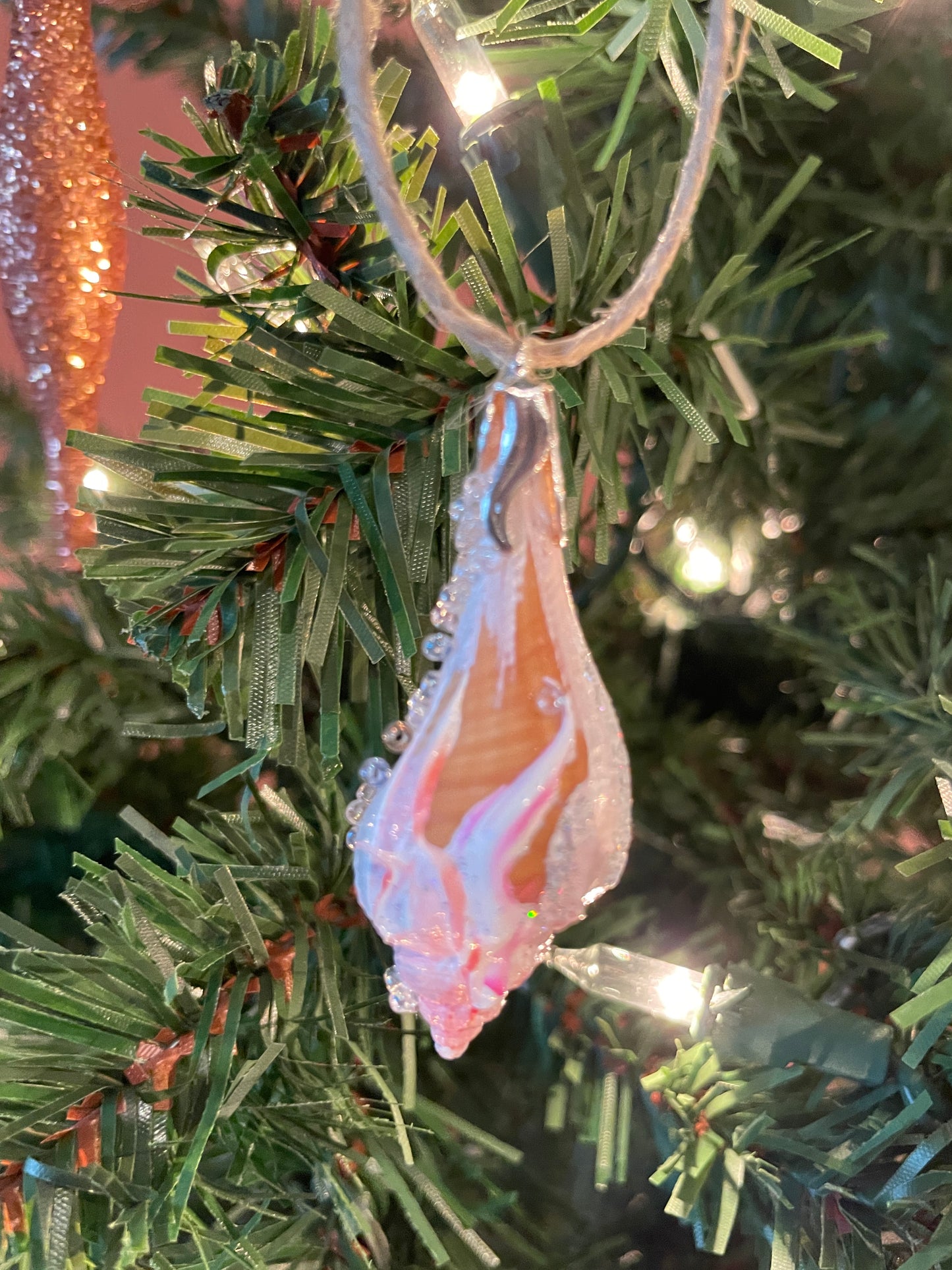 Dreamy Creamsicle Hand Painted Seashell Ornaments