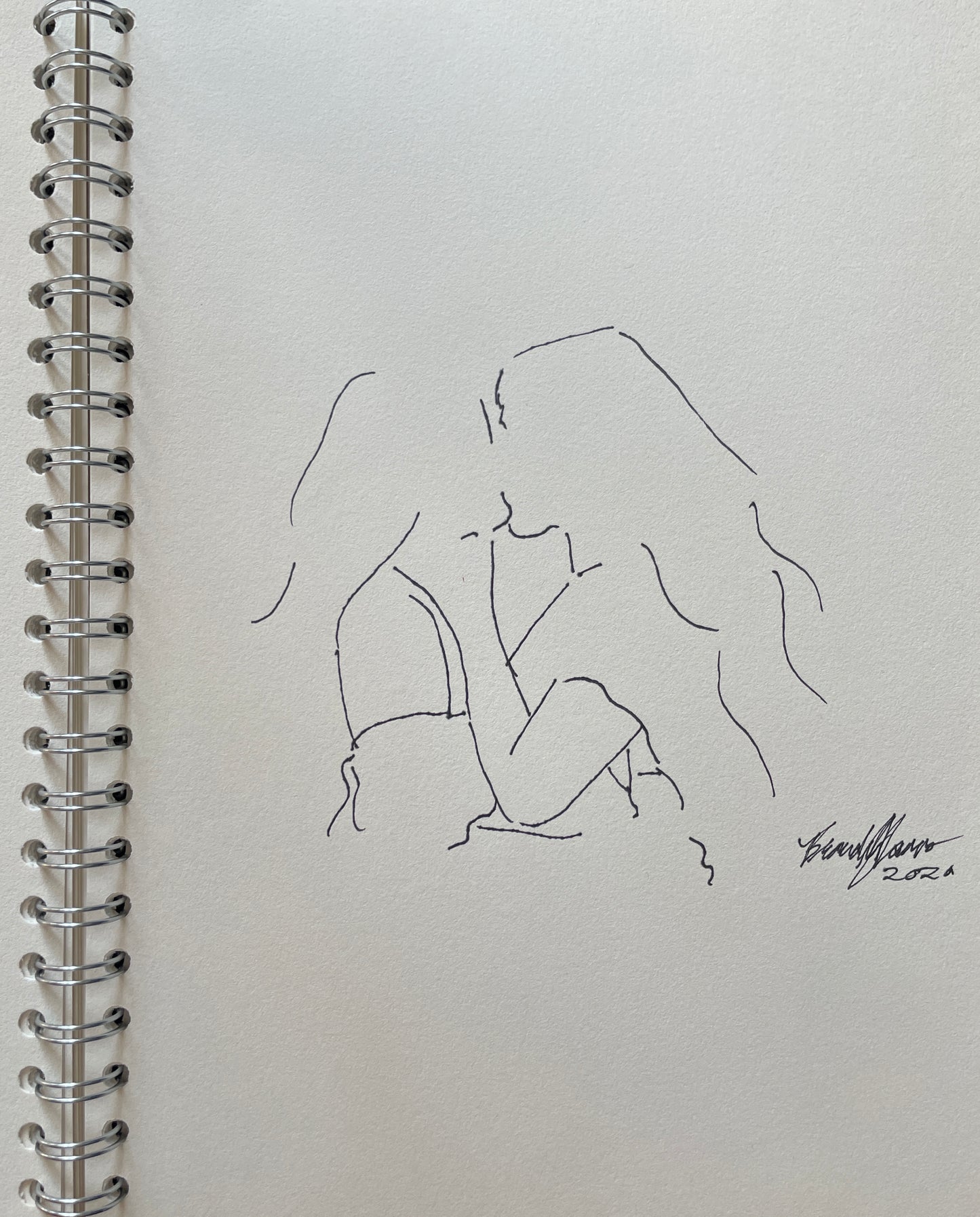 Original pen on paper, kiss line art
