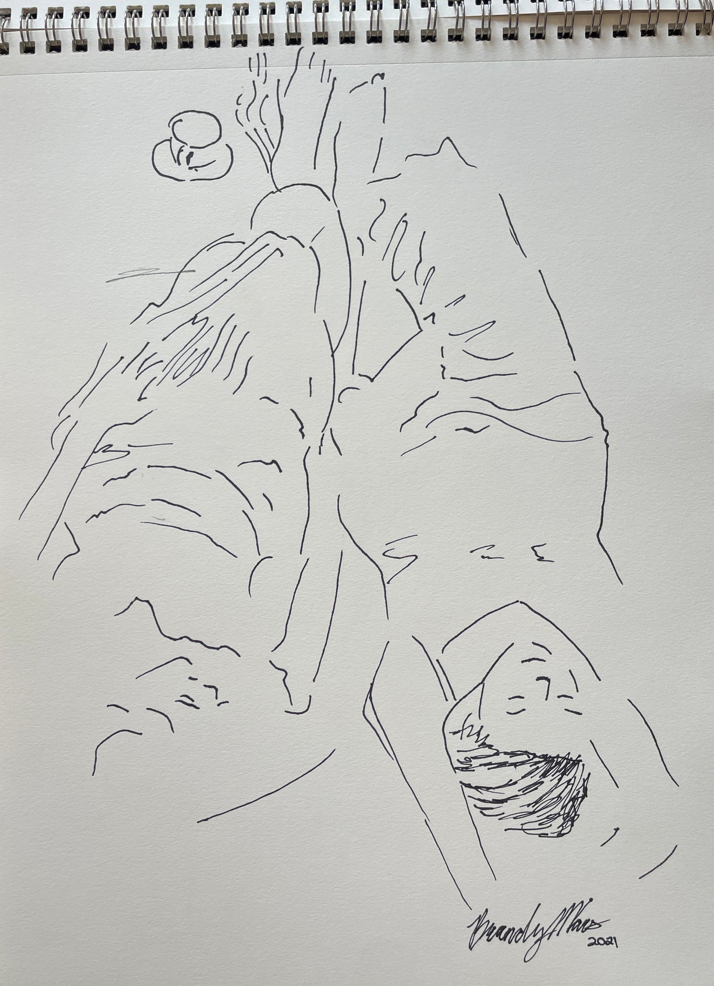 Original ink on paper, loungin' ladies