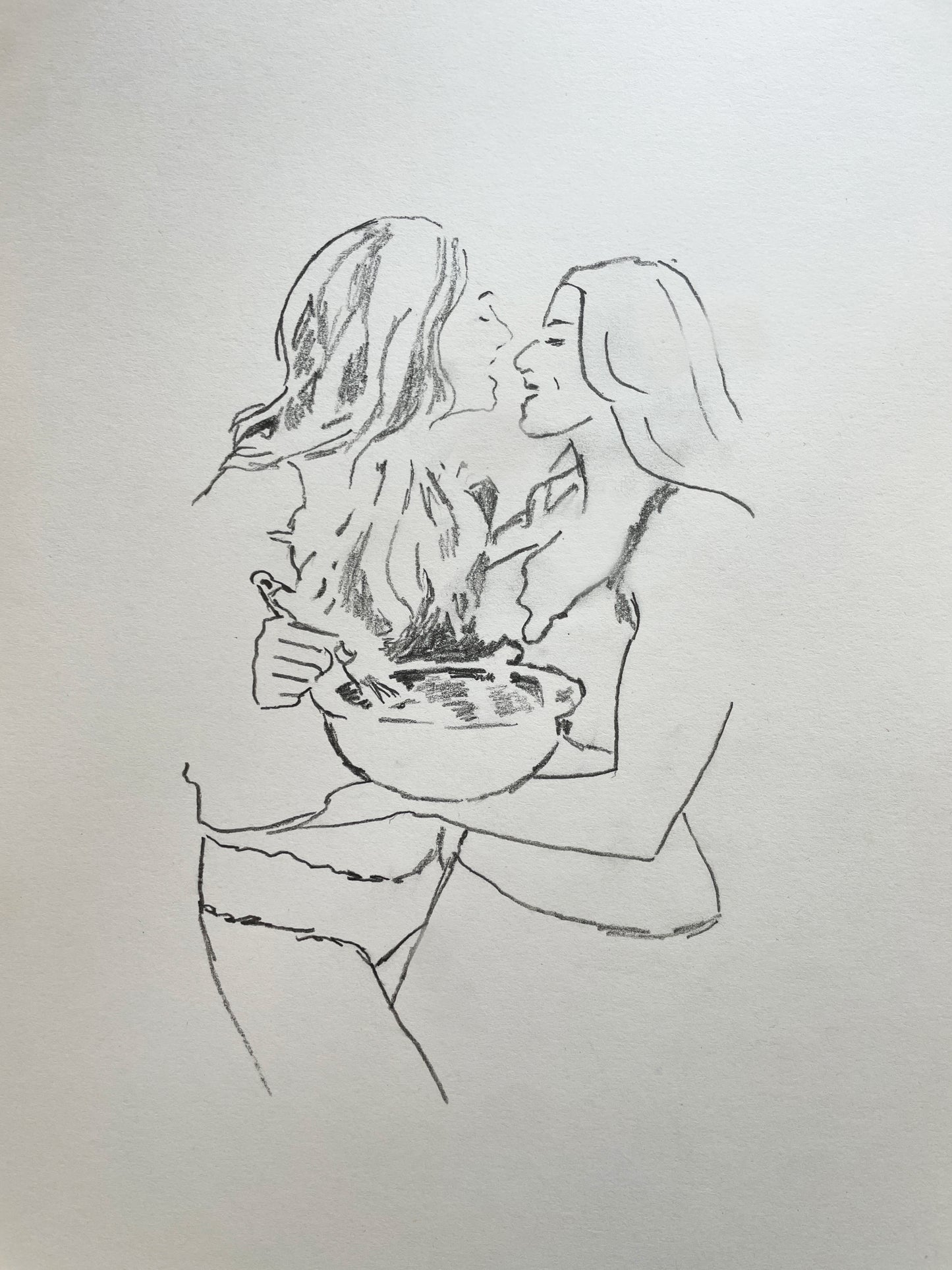 Original pencil on paper, kitchen