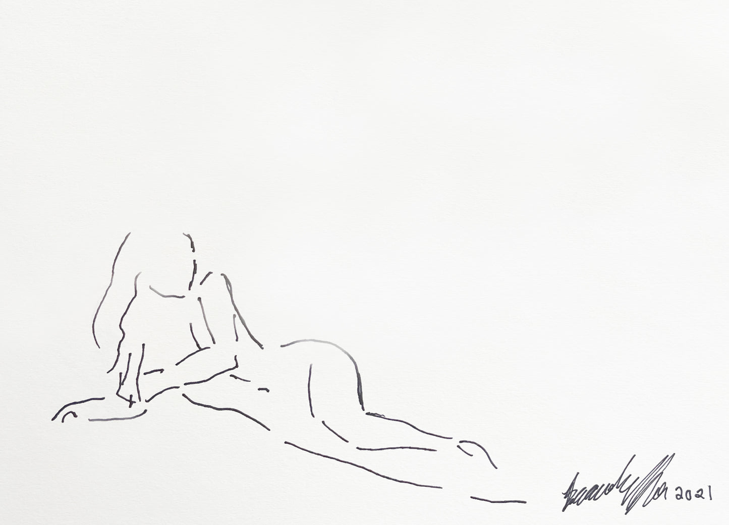 Original ink on paper, nude line art 12