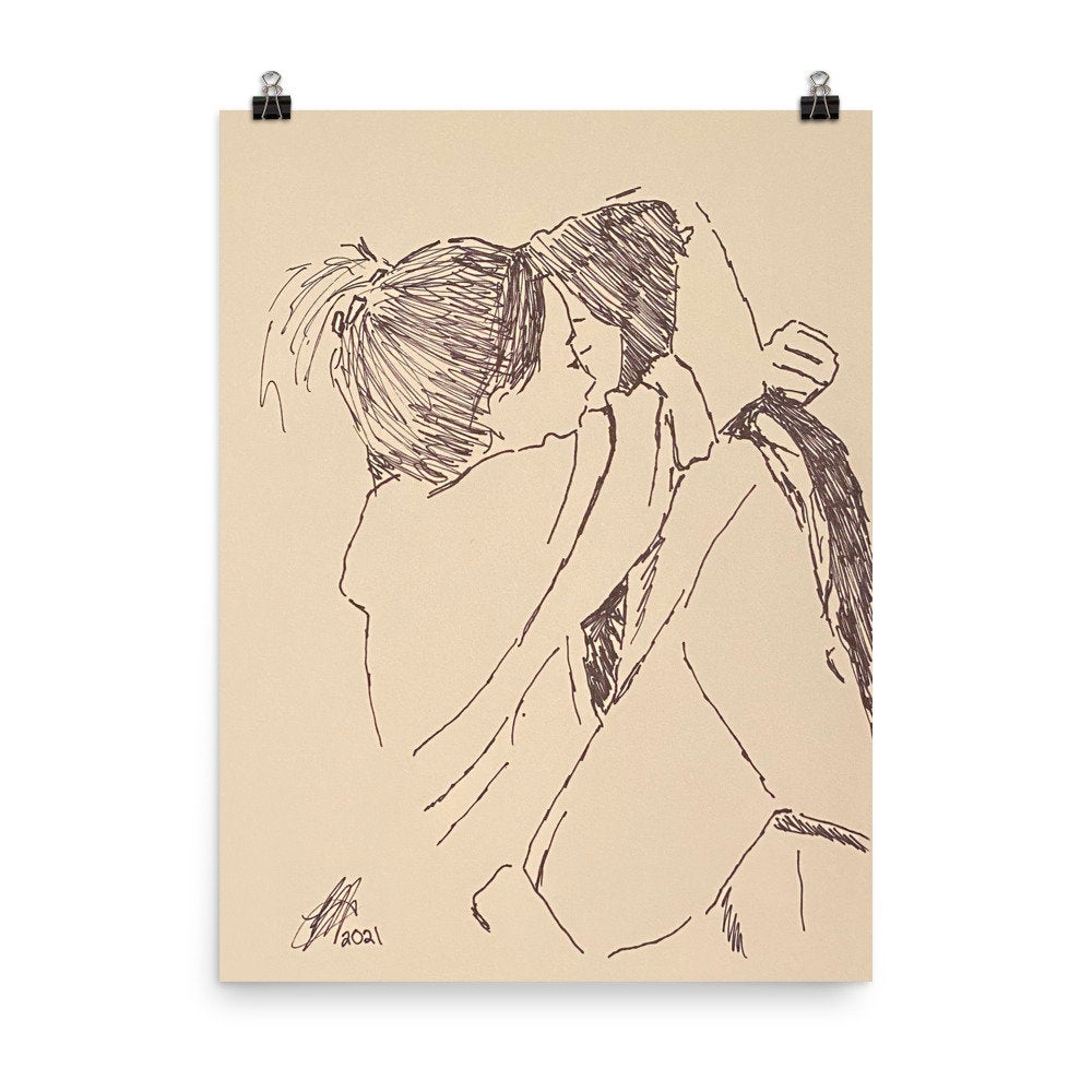 Line Art Sketch Hug