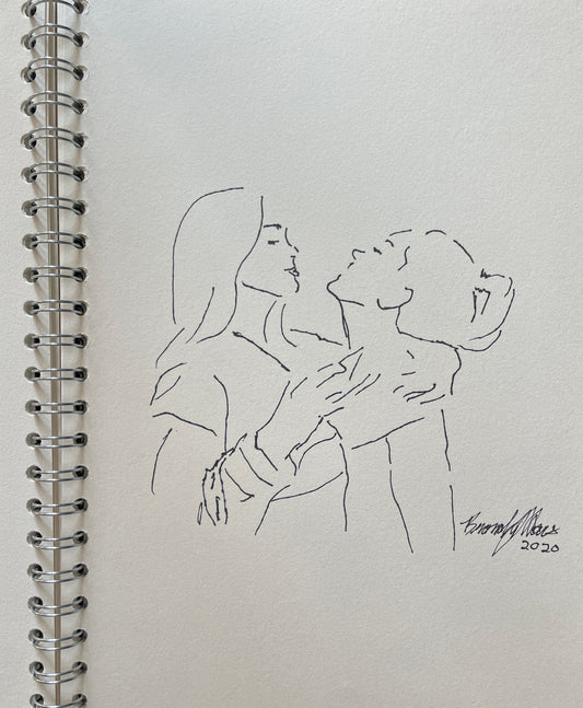 Original ink on paper, couple study 4