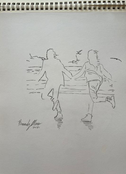 Original pencil drawing, seaside