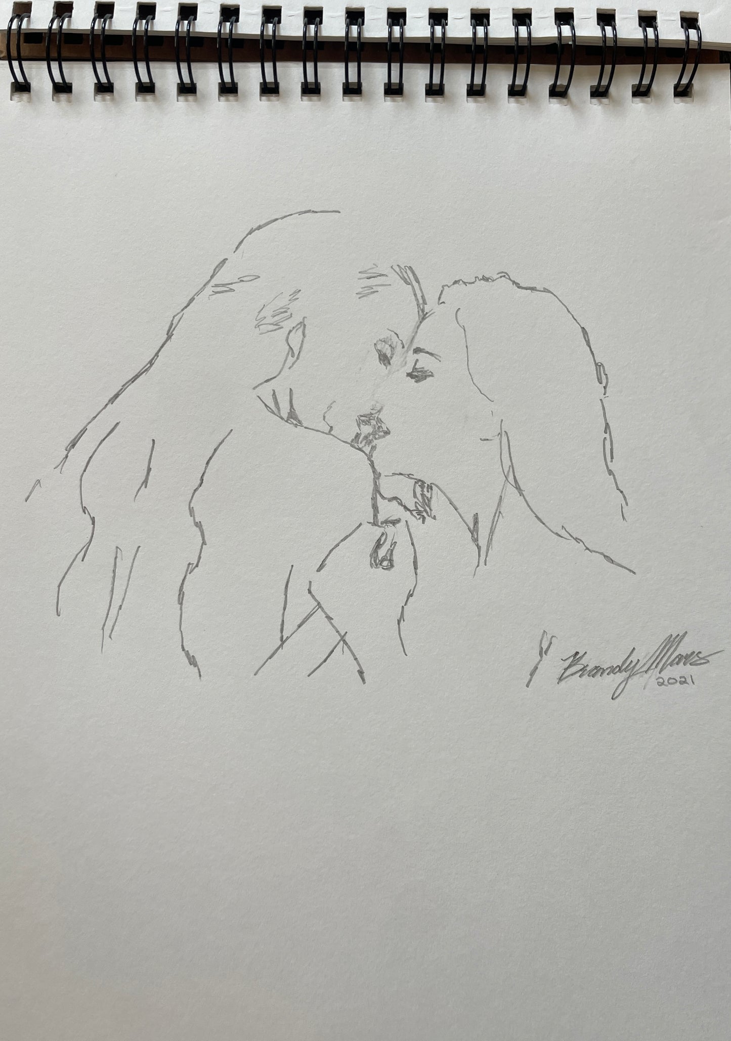 Original pencil on paper, kiss study 71