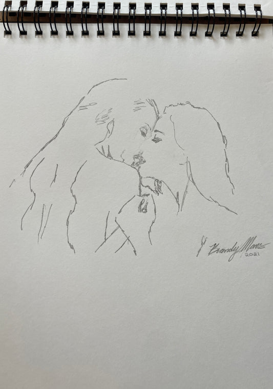 Original pencil on paper, kiss study 71