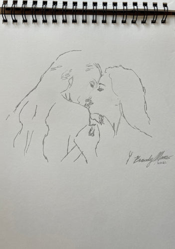 Original pencil on paper, kiss study 71