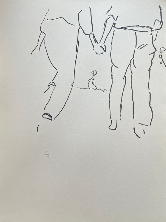 Original ink on paper, old couple