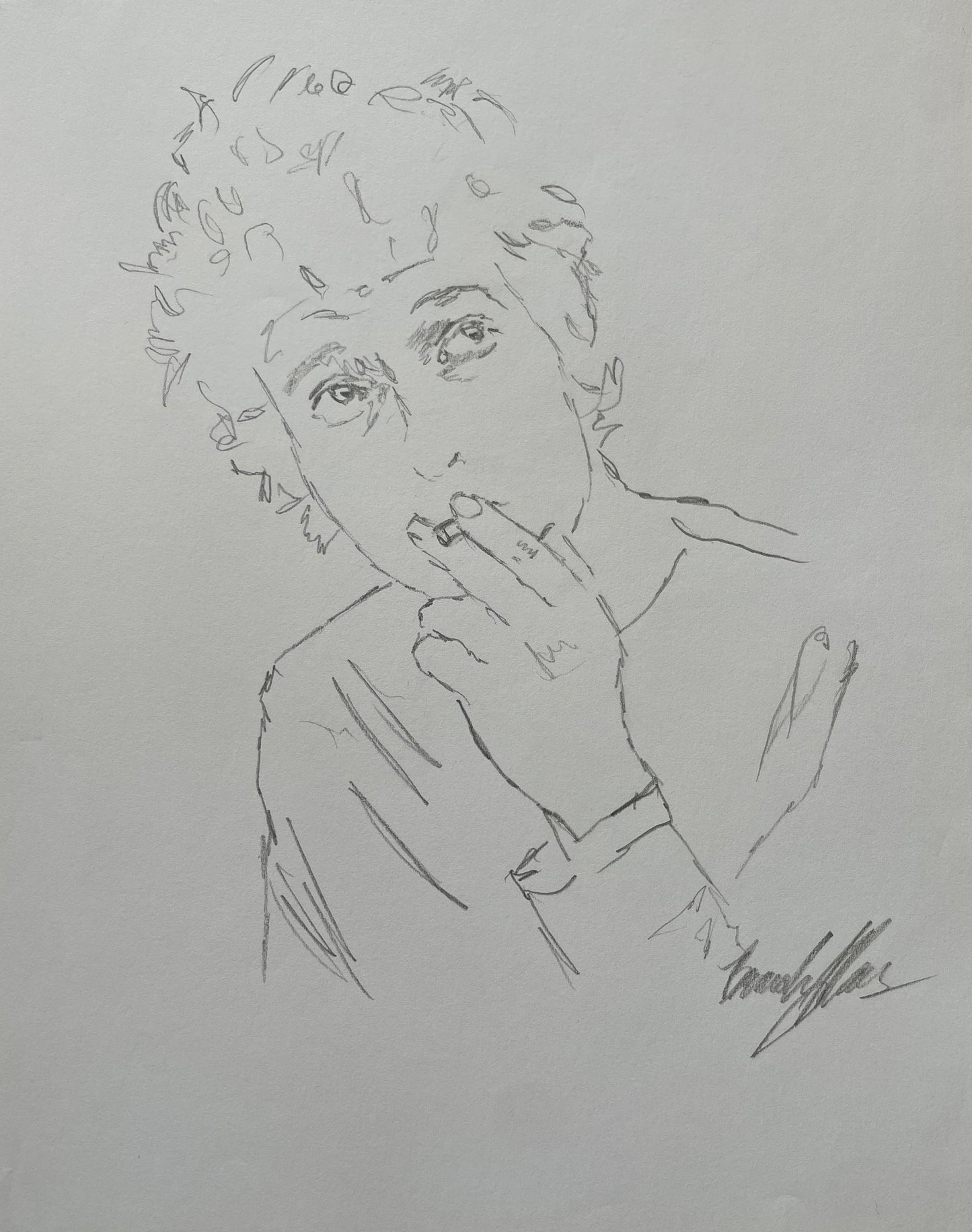 Original pencil on paper, Bob Dylan