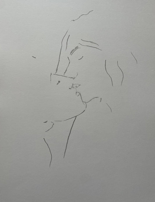 Original pencil on paper, kiss 3