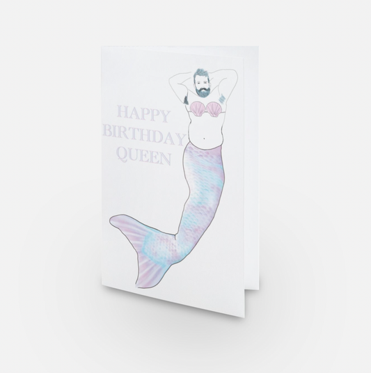 Merman Gay Bear Birthday Card