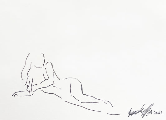 Original ink on paper, nude line art 12