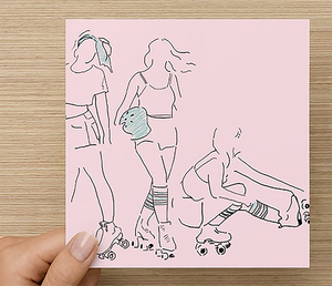 Roller Skating Artwork Greeting Card/Roller Derby Art/Valentine/Wedding/Birthday Card/LGBTQ Pride Gay Pride/Birthday Girl Skate