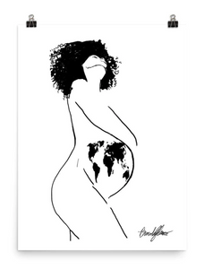 8.5x11" print black woman with world