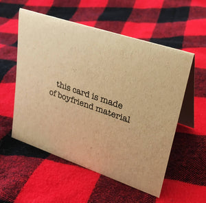 This card is made of boyfriend material card // Gay Valentine Card/Gay Boyfriend/LGBTQ Valentine/Mr Mr Card/Same sex card