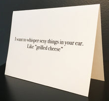Whisper sexy things in your ear. Like &quot;grilled cheese&quot; card // Valentine&#39;s Day Card // Notecard // Love // Romantic Card // Funny