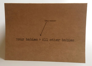 Your babies are way cooler than all the other babies/Baby arrival card/Newborn baby card/New parents card/Baby twins card/Cool