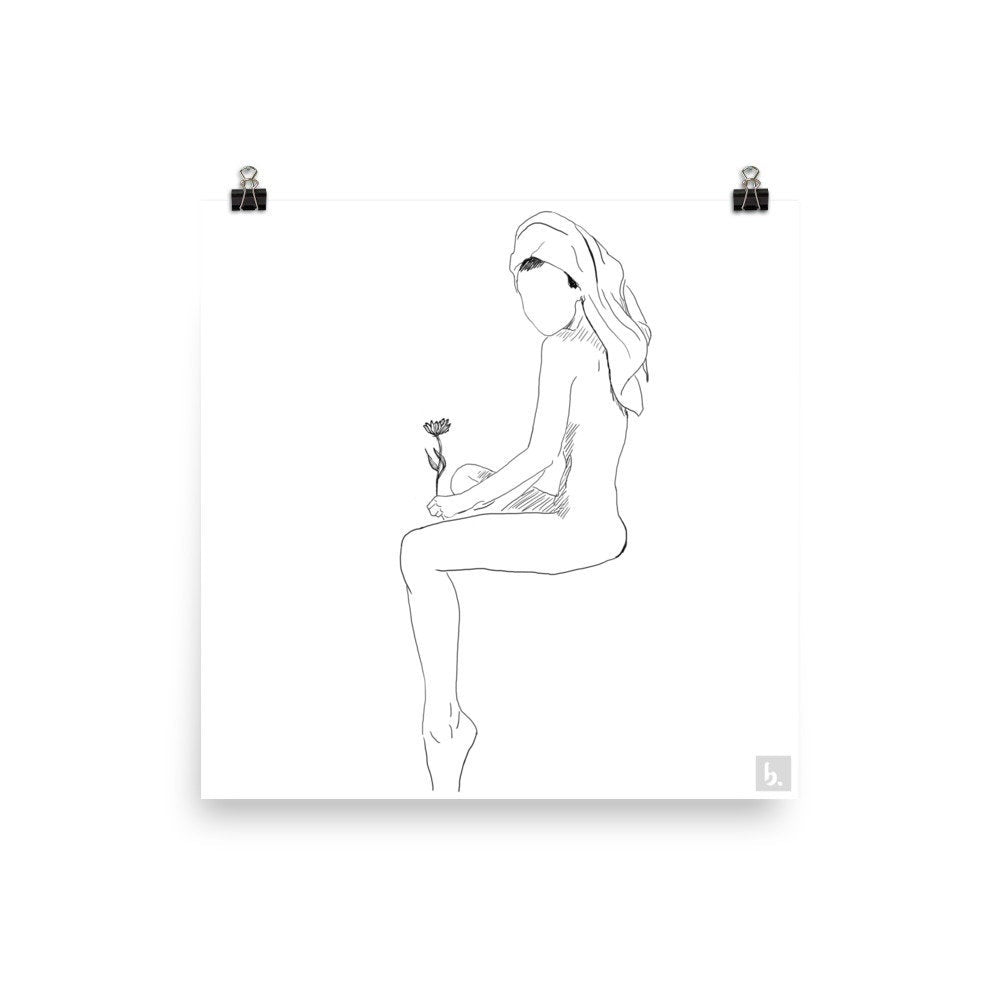 Nude Art Print/Original Figure Drawing/Minimal Line Drawing Art /Nude Print /Nude Figure Print/Nude Woman Illustrations