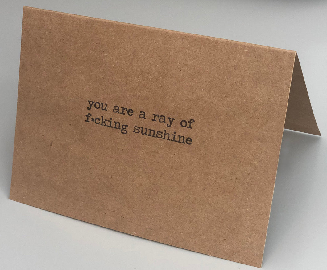 You are a ray of fucking sunshine card/Valentine's Day Card/Friend thank you card/Romantic Card/Dating Card/You are amazing card