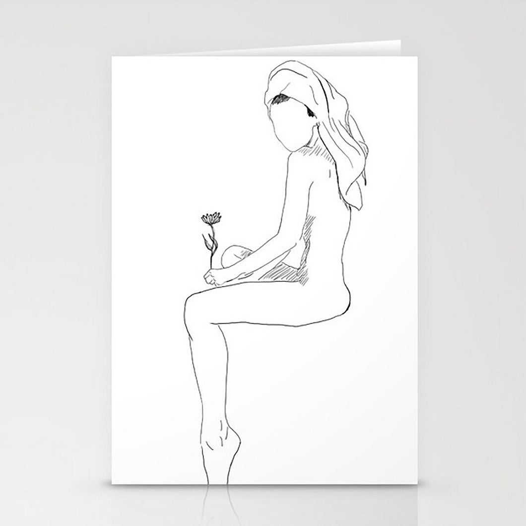 Nude Art Card/Original Figure Drawing/Minimal Line Drawing Art /Nude Print Greeting Card /Nude Figure/Nude Woman Illustrations