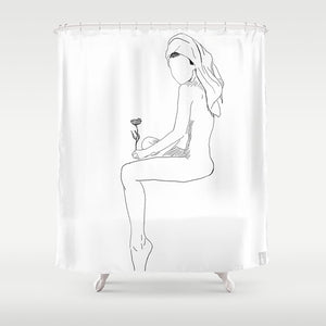 Nude Art Shower Curtain/Original Figure Drawing/Minimal Line Drawing Art/Nude Print Bath/Nude Figure/Nude Woman Illustrations