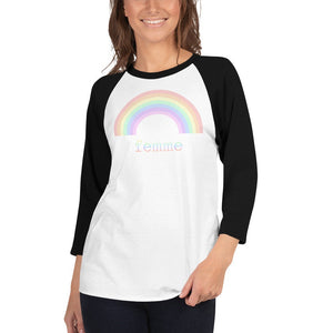 Femme Lesbian Baseball T-shirt/Rainbow Pastel Shirt/Distressed Rainbow/Lesbian Shirt/LGBTQ/LGBT/Gay t-shirt/3/4 sleeve raglan
