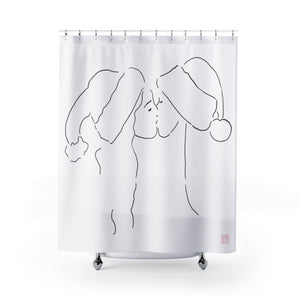 Lesbian Christmas Shower Curtains/Lesbian Art/Lesbian Artwork/Lesbian Gift/Lesbian Drawing/Lesbian Shower Curtain/Queer/LGBTQ