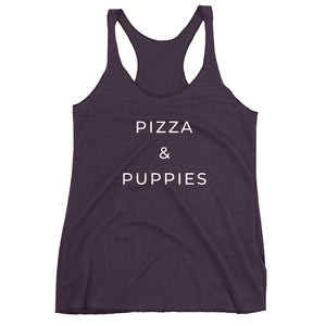 Pizza & Puppies Women&#39;s Racerback Tank/Puppy Shirt/Funny Pizza Shirt/Tank Top/Pizza Gift/Puppy Dog Lover/Dog Owner Shirt/Dogs