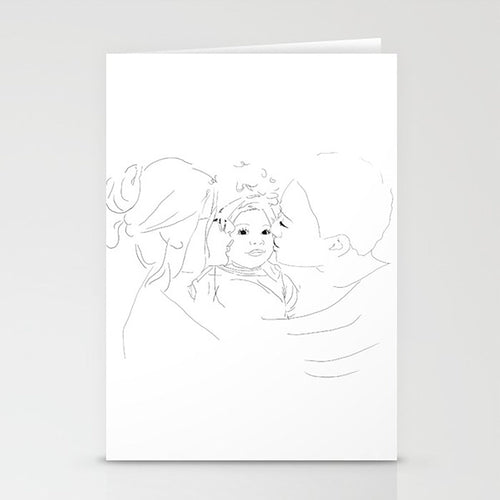 Lesbian Family Card With Baby/Queer Family/Lesbian Family Art/Lesbian Drawing/Unique Art/Print Lesbian Pride/LGBTQ art/QPOC