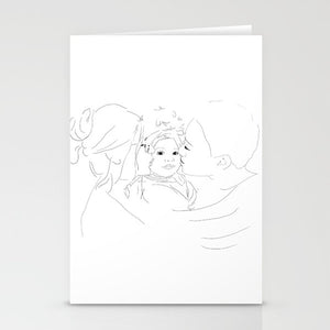 Lesbian Family Card With Baby/Queer Family/Lesbian Family Art/Lesbian Drawing/Unique Art/Print Lesbian Pride/LGBTQ art/QPOC