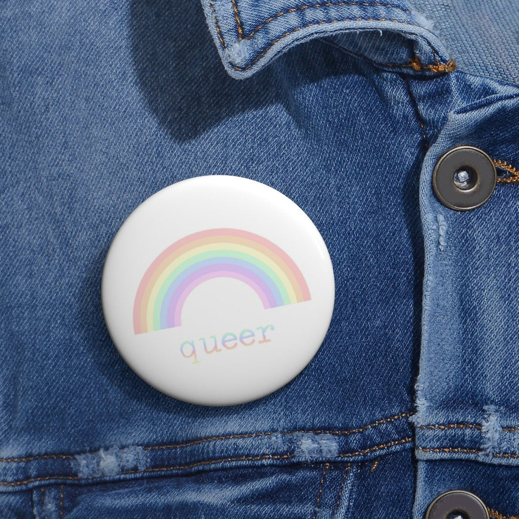 Rainbow Queer Pin/Pastel Rainbow Distressed Queer LGBTQ Pin/Gay Pride/Queer Lesbian/Queer Birthday Gift/Present/Queer Button Gay
