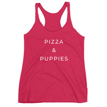 Pizza & Puppies Women&#39;s Racerback Tank/Puppy Shirt/Funny Pizza Shirt/Tank Top/Pizza Gift/Puppy Dog Lover/Dog Owner Shirt/Dogs