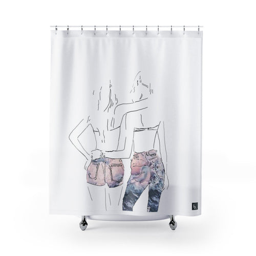 Lesbian Artwork Shower Curtain/West Coast Beach/Lesbian Valentine/Lesbian Wedding/Two Brides/Lesbian Love Art/LGBTQ Pride Pride