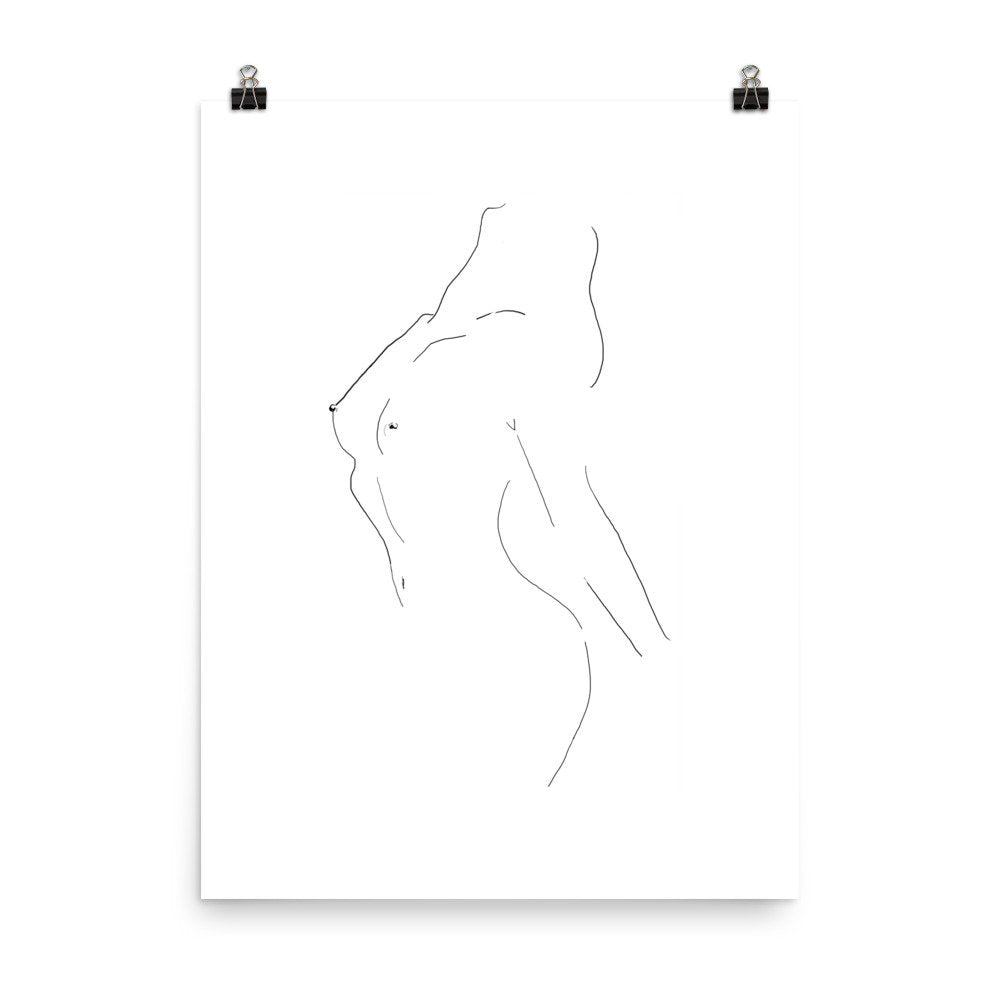 Minimalist Line Artwork Poster/Gorgeous Nude Woman Art Poster/Figure Drawing Naked Lady/Beautiful Nude Drawing/Black And White Art