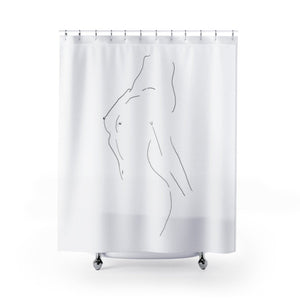Minimalist Line Artwork Shower Curtain/Gorgeous Nude Woman Art/Figure Drawing Naked Lady/Beautiful Nude Drawing/Black And White Art