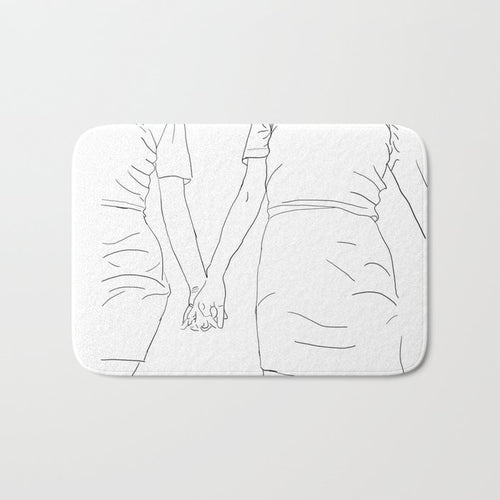 Lesbian Artwork Bath Mat/Bathroom Decor/Monochromatic Art/Lesbian Valentine/Lesbian Wedding/Two Brides/Housewarming LGBTQ/LGBT