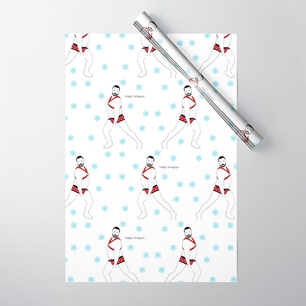 Gay Bear Dancing Wrapping Paper/Christmas Gay Gift Wrap/LGBTQ/LGBT Present/Wrapping Paper Artwork/Gay Bears Gift/Happy Holigays
