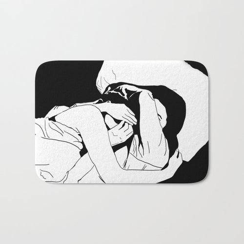 Lesbian Artwork Bath Mat/Bathroom Decor/Monochromatic Art/Lesbian Valentine/Lesbian Wedding/Two Brides/Housewarming LGBTQ/LGBT