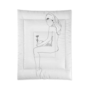 Nude Art Comforter/Original Figure Drawing Bedding  Minimal Line Drawing Art/Nude Print Bedroom/Nude Figure/Nude Woman Illustrations