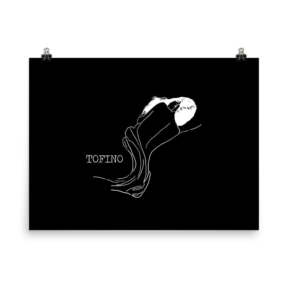 Tofino Artwork/Westcoast Art/Tofino Gift/Surfing/Wave/Nude Woman/Figure drawing/Ocean Art/Sea Shell/Beautiful Nude Poster