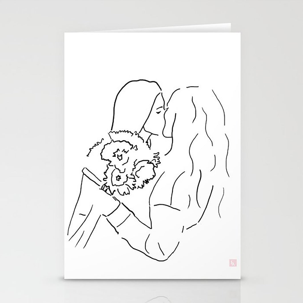 Lesbian Artwork Card/Lesbian Valentine's Day/Lesbian Wedding/Two Brides/Lesbian Love Card/Lesbian Romantic Card/Love LGBTQ Queer