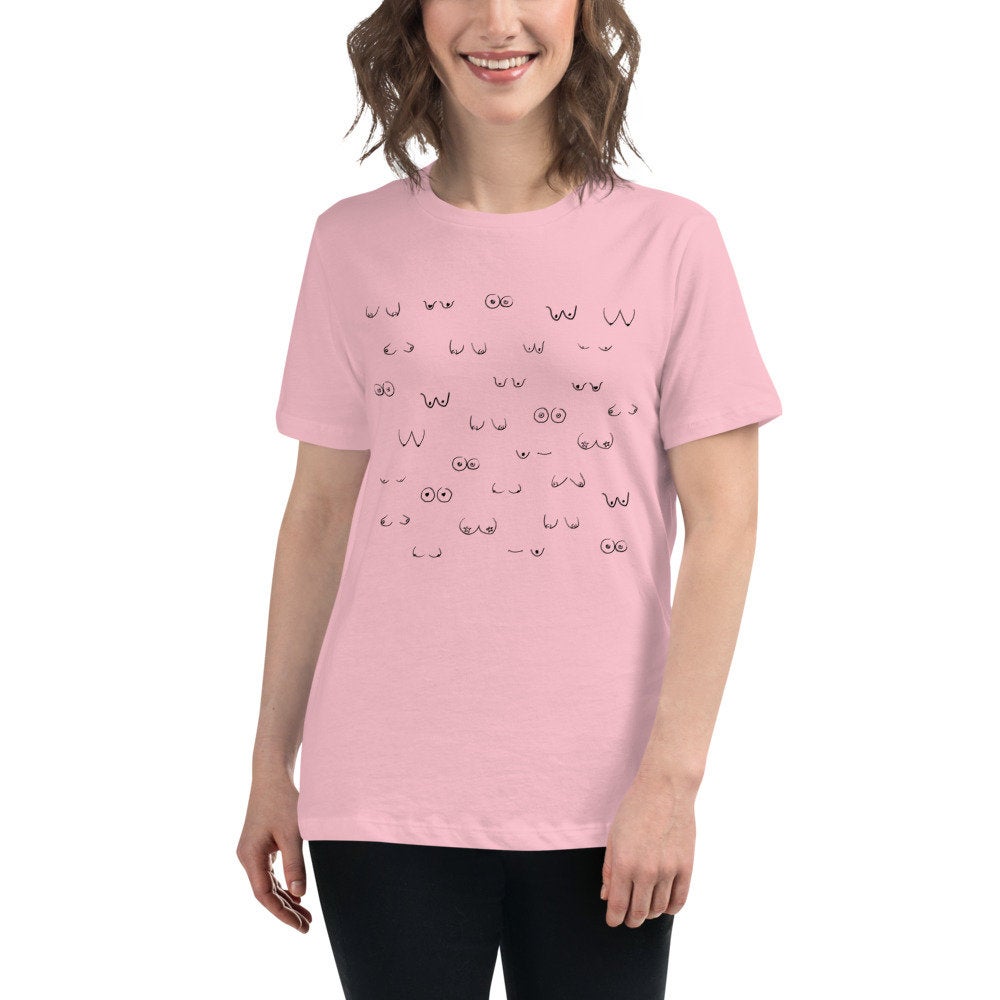 Boob Drawing Women's Relaxed T-Shirt/Breasts T-Shirt/Feminist T-Shirt/Boob Shirt/Body Positive T-shirt/Girl Power Gift/Lesbian