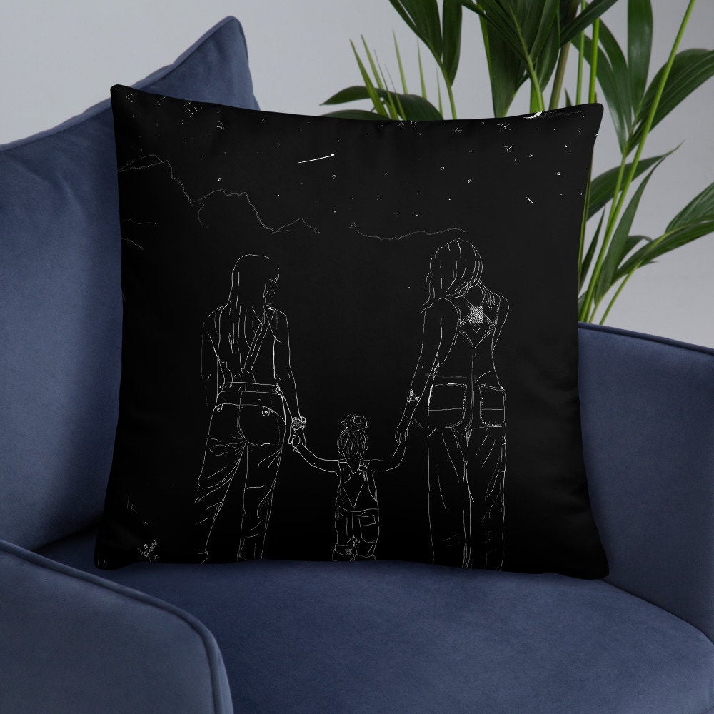 Lesbian Family Galaxy Pillow/Night Sky Star Gazing/Baby Shower Gift/Lesbian Pregnancy/2 moms/Two Moms Gift/Mother's Day Present