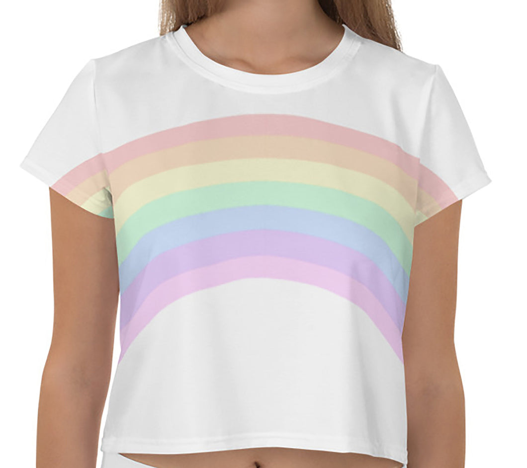 Rainbow Queer Crop Top/Pastel Rainbow Distressed Queer LGBTQ Shirt/Gay Pride/Queer Lesbian/Queer Birthday Gift/Present Lesbian Top