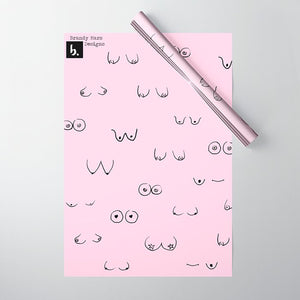 Boobs Wrapping Paper-5 sheets/Breast Wrapping Paper /Lesbian Gift Wrap/Body Positive/Boob Birthday/Gift Wrap Feminism/Pink Boob