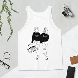 Lesbian Art Unisex Tank Top/Hers Hers/Lesbian Tank Top/LGBTQ/Mrs Mrs/Gay/Lesbian Shirt/Unisex/Lesbian Drawing Birthday Gift