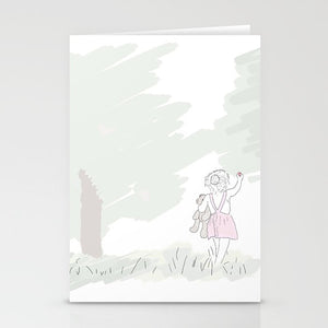 Whimsical Children&#39;s Greeting Card/Baby Shower Card/Illustration/Unique Art/Orchard/Apple Art/Teddy Bear Artwork/Kid Artwork