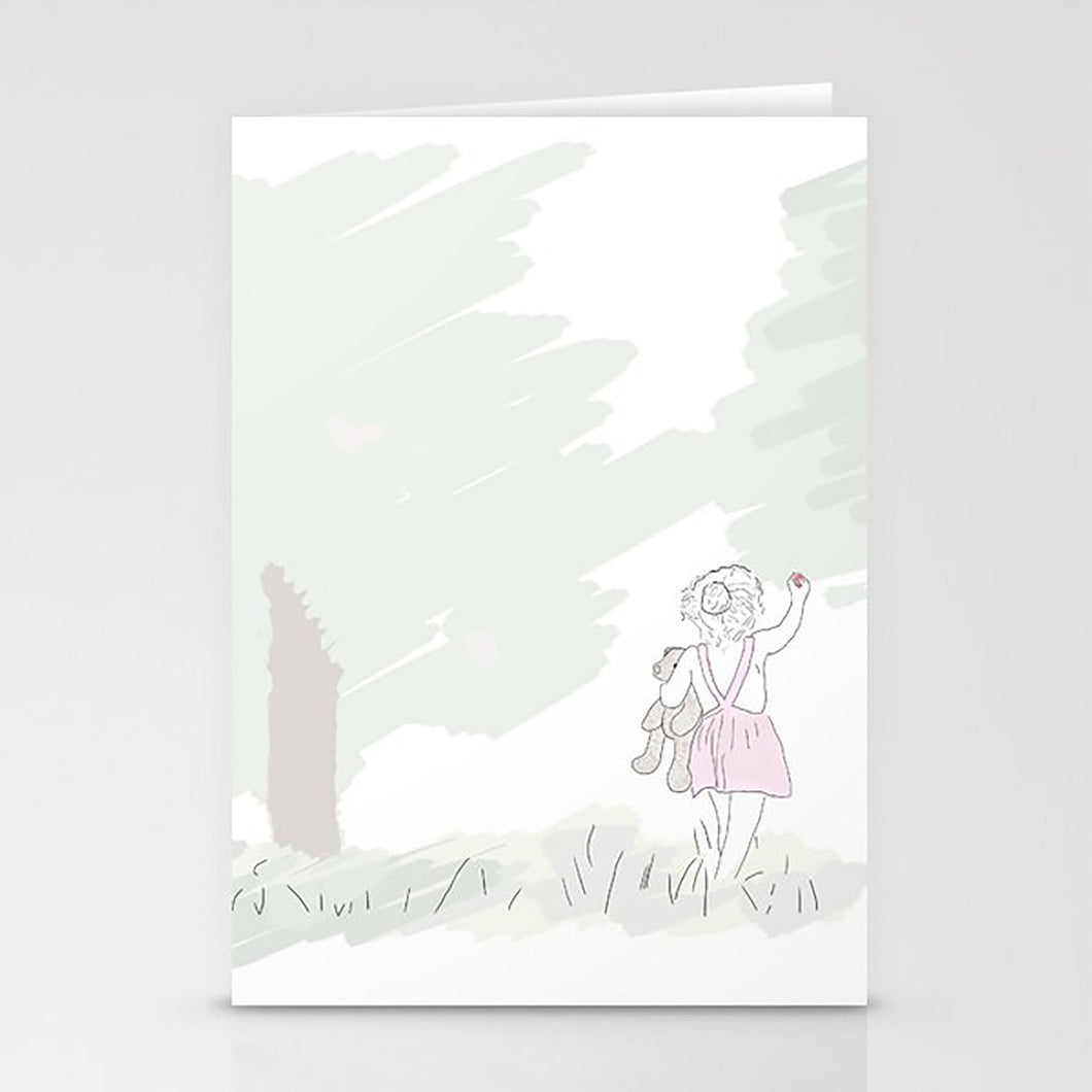Whimsical Children's Greeting Card/Baby Shower Card/Illustration/Unique Art/Orchard/Apple Art/Teddy Bear Artwork/Kid Artwork