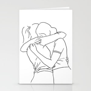 Lesbian Artwork Card/Hug Valentine&#39;s Day/Condolences Loss/Two Brides/Love/Quarantine/2020 Romantic Sorry/Love LGBTQ Queer