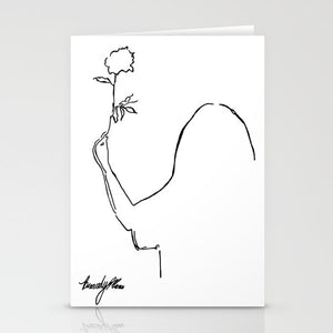 Minimalist Art Card/Rose Line Art/Black & White Art/Christmas Gift/Unique Art/Artwork Poster/Modern Simple Art Birthday Simple